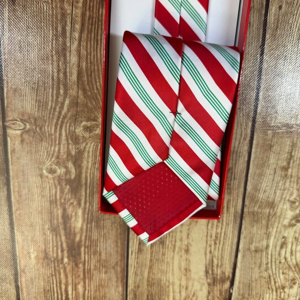 Candy Cane Collection Striped Necktie Mens One Size Red White Green Holiday